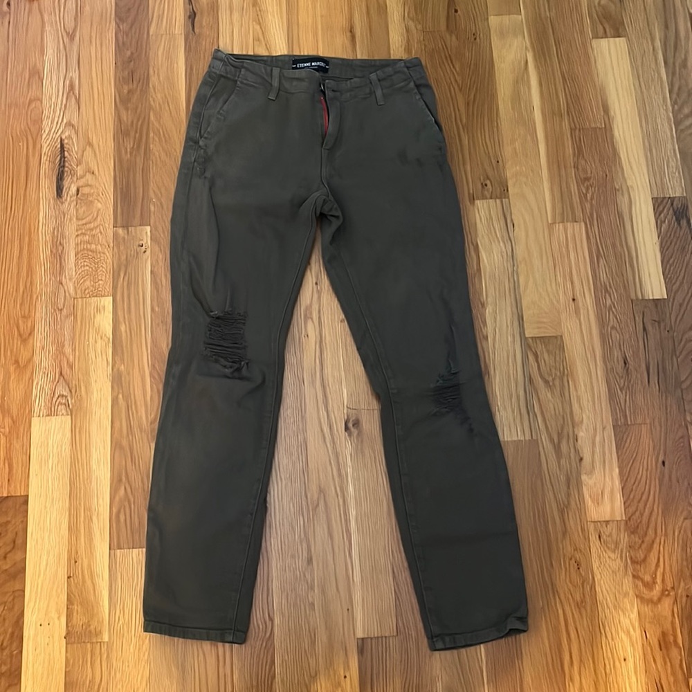 Army Green Distressed Jeans